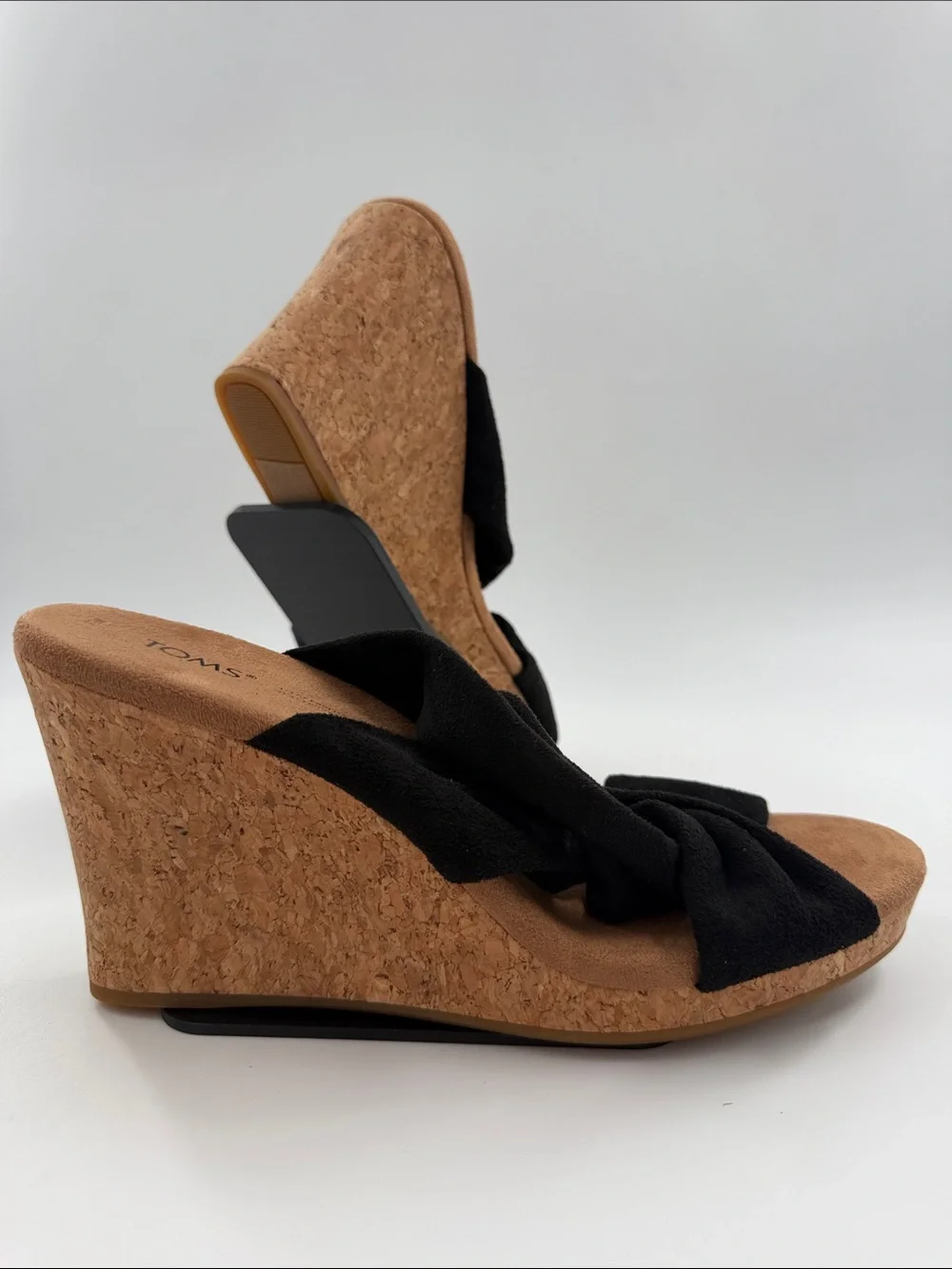 NWT TOMS Women's Serena Microfiber Knotted Strap Cork Wedge Sandal Women's 7.5